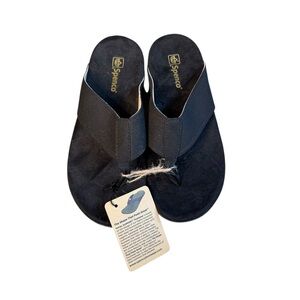 NWT Spenco Hampton Suede Womens Black Comfort Flip-Flops Sandals Shoes 8 S3
